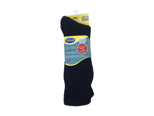 Scholl Socks Comfort Crew Navy SZ 39-42 / M 2 Pairs