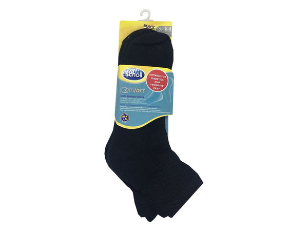Scholl Socks Comfort Quarter Black SZ 39-42 / M 2 Pairs